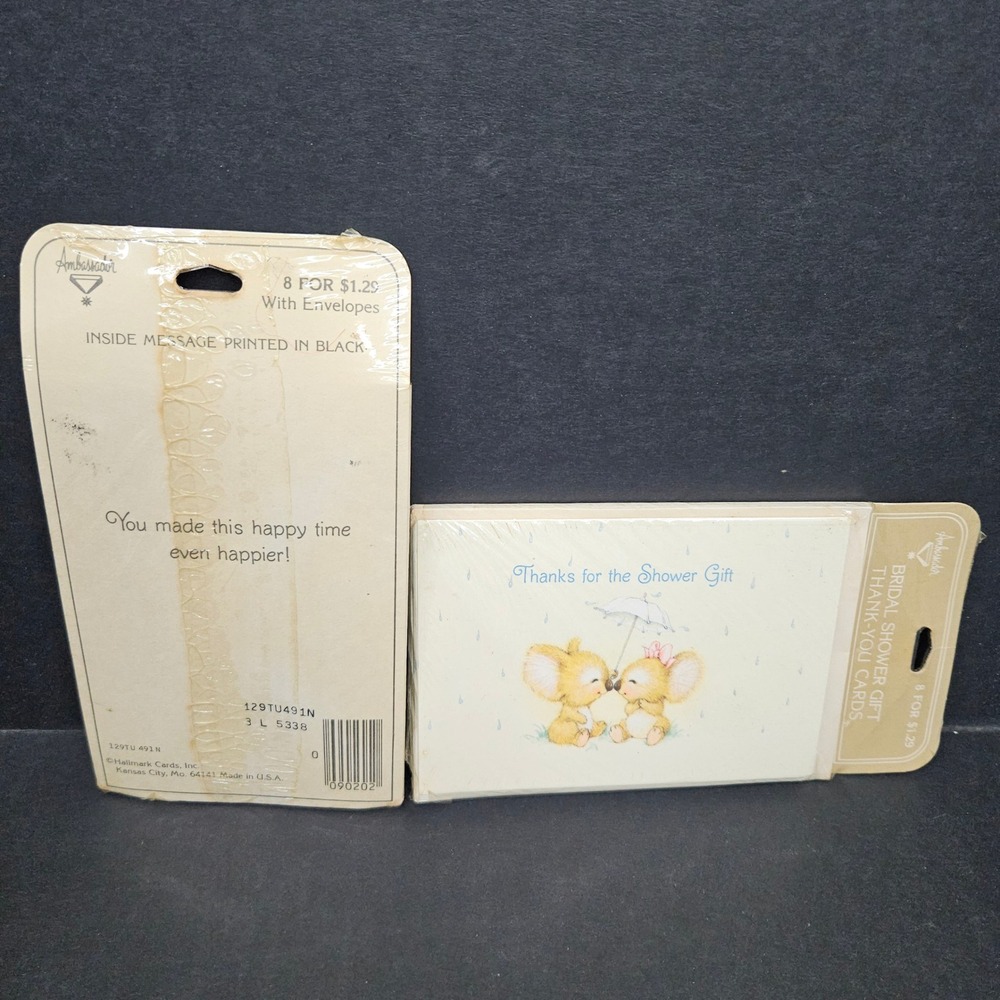 Ambassador Bridal Shower Thank You Cards Koala Bear Vintage Two 8 Packs (16) New